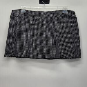 Lands' End Black White Polka Dot Swim Bottoms Plus Skirt Women's 20W